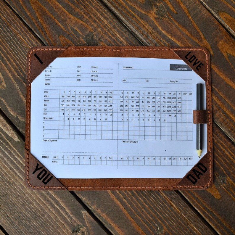Personalized Leather Golf Scorecard & Yardage Book Holder, Custom Golf