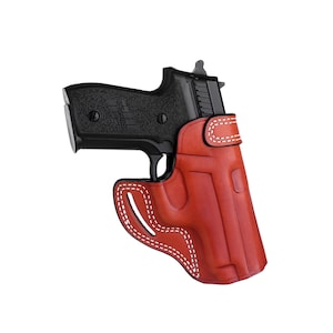 Kimber K6s Premium Leather Holster, Handmade Cross Draw Scabbard Style Holster, Black and Brown