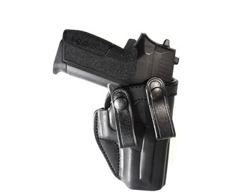 Kabura skórzana RUGER LC9, LC40, LC 380 (bez lasera), ręcznie robiona, kabura w stylu IWB (Wewnątrz pasa), czarno-brązowa