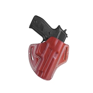 Beretta 92, 96, F92, PF92 Premium Leather Holster, Handmade Pancake Style Holster, Black and Brown, Right-Left Hand Draw