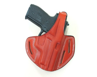 GLOCK 20, 21 Premium Leather Holster, Handmade 3 Slot Style Holster, Black and Brown, Right-Left Hand Draw