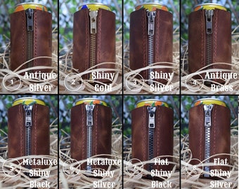 Personalized Leather Can Coolers, Custom Groomsmen Gift, Engraved Beer Can Holder, Coozie YKK Bottle Holder, Groomsmen Proposals