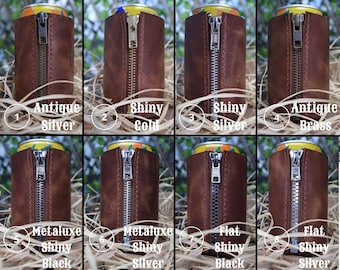 Personalized Leather Can Coolers, Custom Groomsmen Gift, Engraved Beer Can Holder, Coozie YKK Bottle Holder, Groomsmen Proposals