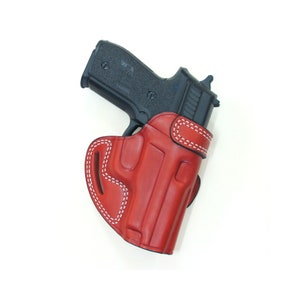 Beretta 92, 96, F92, PF92 Premium Leather Holster, Handmade Belt Scabbard Style Holster, Black and Brown, Right-Left Hand Draw