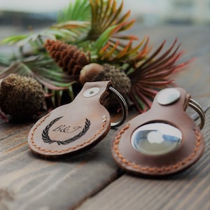 Personalized Leather AirTag Case, Custom AirTag Keychain, Engraved AirTag Holder, Dog-Cat AirTag Tracker, AirTag Key Hook, AirTag Key Ring