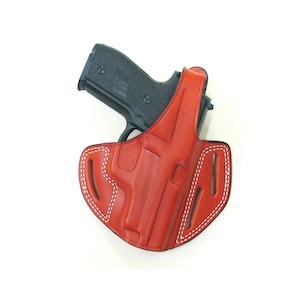 COLT 1911 4.25&quot; Premium Leder Holster, Handarbeit 3 Slot Style Holster, Schwarz und Braun, Rechts-Links Hand Gezeichnet
