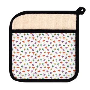 Colorful Mushroom Pot Holder with Pocket