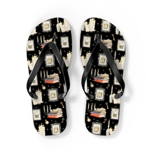 Spells and Candles Flip Flops |  Halloween Clothing | Trick or Treat Shoes | Cute Halloween shoes | Indoor Outdoor Flip Flops