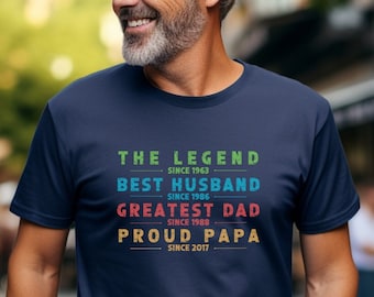 Papa Shirt | Personalized Gift for Grandpa Tshirt | The Man The Myth The Legend | Customized Gifts for Papa | Custom Dates | New Grampa Tee