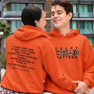 Every Child Matters Hoodie | Orange Shirt Day | FRONT & BACK Print | Indigenous Canada | Chaque Enfant Compte Pullover Sweater