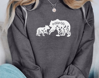 Mama Bear Sweatshirt | Mama Bear Shirt | Mom Crewneck Sweater | Gift for Mom | Gift for Her | New Mom Gifts | Grey White Maroon Gray Women