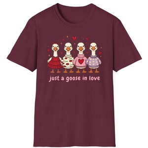 Just a Goose in Love tee | Cute Valentine geese cartoon T-Shirt