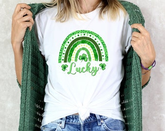 Damen St. Pattys Shirt | Glitzer Kleeblatt T-Shirt | St. Patricks Day Shirt | Damen St Paddys | Niedliches St. Pattys Shirt | St Pattys Frauen
