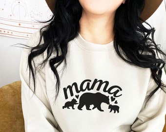 Mama Bear Sweater | Mother's Day Gift | Gifts For Mom | Mommy Sweatshirt  | Mom Of Two Sweat Shirt | New Mom Comfy Fleece Sweatshirts