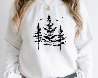 Pine Tree Sweatshirt | Evergreen Trees | Gift for Nature Lover | Camping Hiking Shirt | Nature Outdoors Crewneck Sweatshirt For Women Men