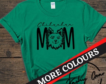 Camiseta para mamá chihuahua / Camiseta para perro chihuahua de pelo largo / Camiseta para mamá de perro / Regalo de Navidad para amantes de los perros