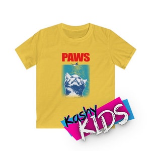 Paws Cat KIDS Shirt | Cat Lover Gift | Cat and Mouse Movie Mashup Parody T-Shirt | Boys Girls Youth Graphic Tee Shirt