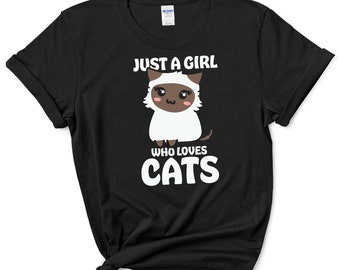 Just A Girl Who Loves Cats T Shirt | Cute Cat Shirt | Funny Cat Mom Gift | Christmas Cat Shirt | Gifts For Cat Lovers | Cat Parent Tshirt
