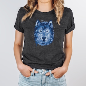 Wolf Shirt Men Women | Watercolor Wolf Portrait Tshirt | Wild Life Nature Lovers Gift For Women | Animal Graphic Tee | Unisex Tshirt