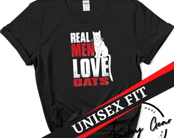 Real Men Love Cats Tshirt | Christmas Gift For Guys Who Like Cats | Cat Lover Cat Dad Shirt | Cat Daddy Tee | Cat Parent Gifts