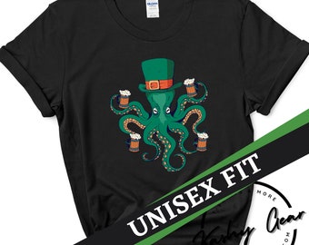 Camiseta del Día de San Patricio / Camiseta de pulpo y duende / Camiseta de la suerte del Día de San Patricio para hombre / Camiseta irlandesa divertida para beber