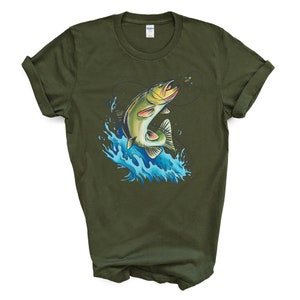 Fisch Sprung Shirt | Angeln Tshirt | Glückliches Fischen Shirt | Geschenk für Fischer | Fischer Tee