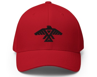 Thunderbird Hat | Anishinaabe Flag Hat | Indigenous Eagle Flex Fit Ball Cap | Native Pride Extreme Comfort Baseball Hat