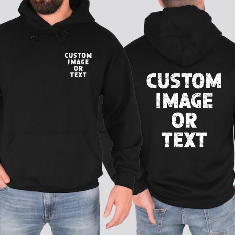 Sudadera con capucha personalizada con impresión delantera y trasera imagen 1