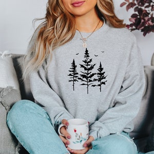 Pine Tree Sweatshirt | Evergreen Trees | Gift for Nature Lover | Camping Hiking Shirt | Nature Outdoors Crewneck Sweatshirt For Women Men
