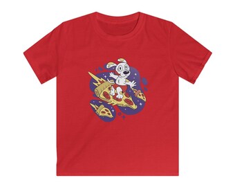Camiseta infantil con diseño de perro surfista de pizza para niños y niñas, desde bebés hasta adolescentes
