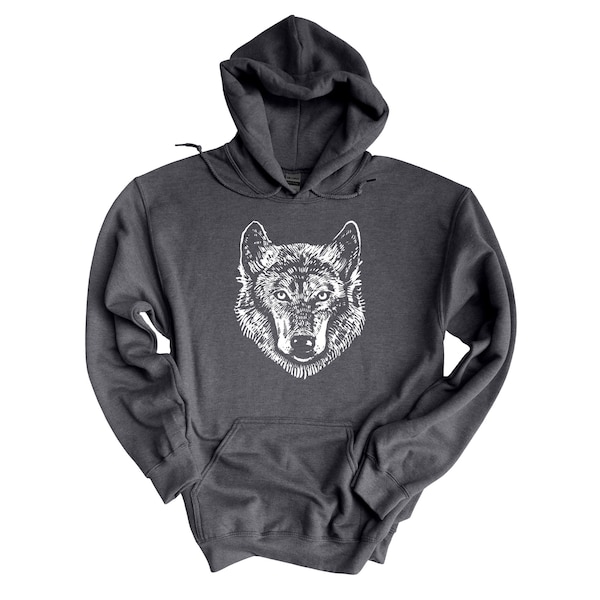 Wolf Hoodie | Symboltier Wolf Sweatshirt | Naturliebhaber | Grauer Wolf Pullover | Tierliebhaber Shirt