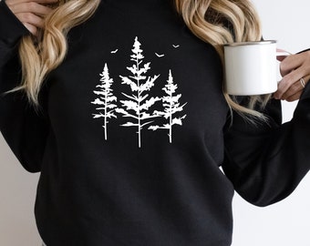 Pine Tree Sweatshirt | Evergreen Trees | Gift for Nature Lover | Camping Hiking Shirt | Nature Outdoors Crewneck Sweatshirt For Women Men