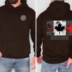 Aangepaste brandweerhoodie | Canada dunne rode lijn trui | Gepersonaliseerde cadeaus voor brandweerman | Cadeau Canadese brandweerman | Vlag van Canada afbeelding 10