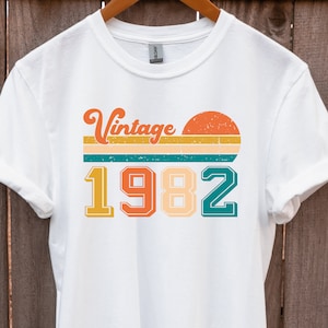 Camiseta vintage de 1982 / Camiseta del 40.º cumpleaños / Regalo de cumpleaños de 1982 / Camiseta del 40.º cumpleaños / Camiseta del 40.º cumpleaños / Camiseta de 1982 Atardecer Retro Clásica Unisex