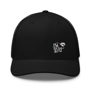 I&#39;m So Fly Fishing-hoed geborduurd | Cadeau voor vliegvisser | Vaderdagcadeau voor papa | Cadeaus voor mannen die dol zijn op vissen