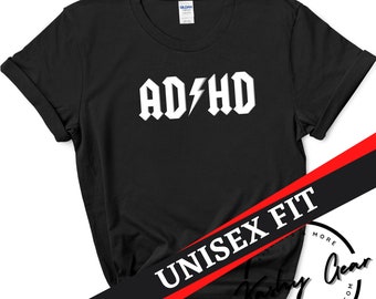 Camiseta con TDAH / Divertido regalo de Navidad con TDAH / Camiseta para hombre y mujer / Divertida banda de rock geek y nerd