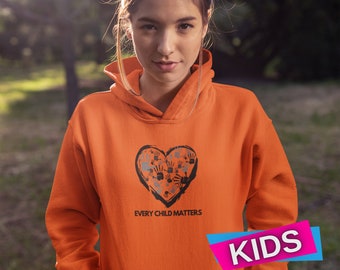 Every Child Matters KIDS Hoodie | Orange Shirt Day In Canada | Indigenous Owned | Residential School Protest | Kids Pullover Hoddie Sweater