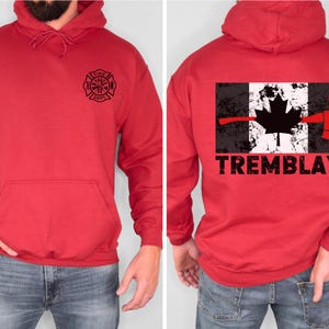 Aangepaste brandweerhoodie | Canada dunne rode lijn trui | Gepersonaliseerde cadeaus voor brandweerman | Cadeau Canadese brandweerman | Vlag van Canada afbeelding 6