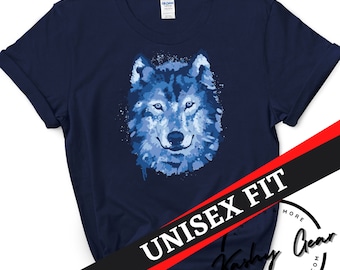 Maglietta con lupo da uomo e da donna / Maglietta con ritratto di lupo ad acquerello / Regalo per amanti della natura e della vita selvaggia per le donne / Maglietta con grafica animale / Maglietta unisex
