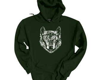 Felpa con cappuccio lupo / Felpa con simbolo animale lupo / Amanti della natura selvaggia / Maglione lupo grigio / Maglietta amanti degli animali