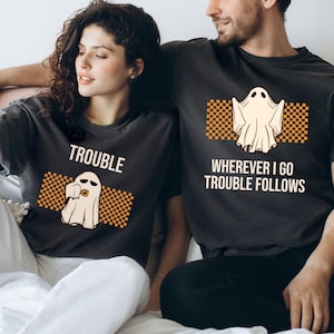 Funny Ghost Halloween Couple Shirt: Matching Spooky Season Tee