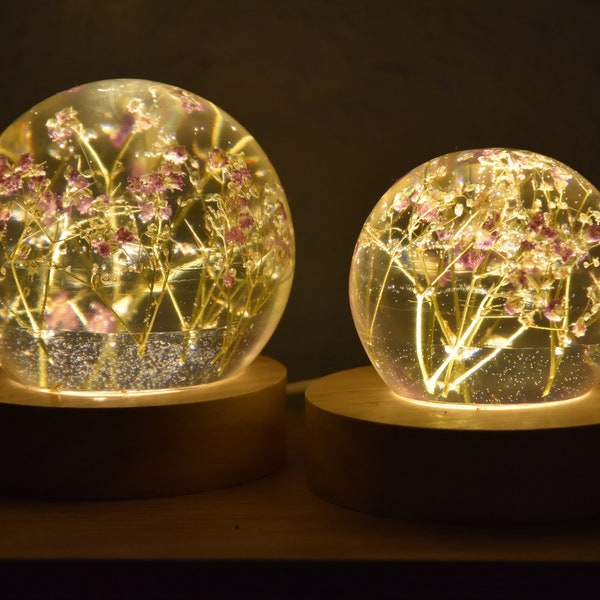 Gypsophila resin bedside lamp with LED base