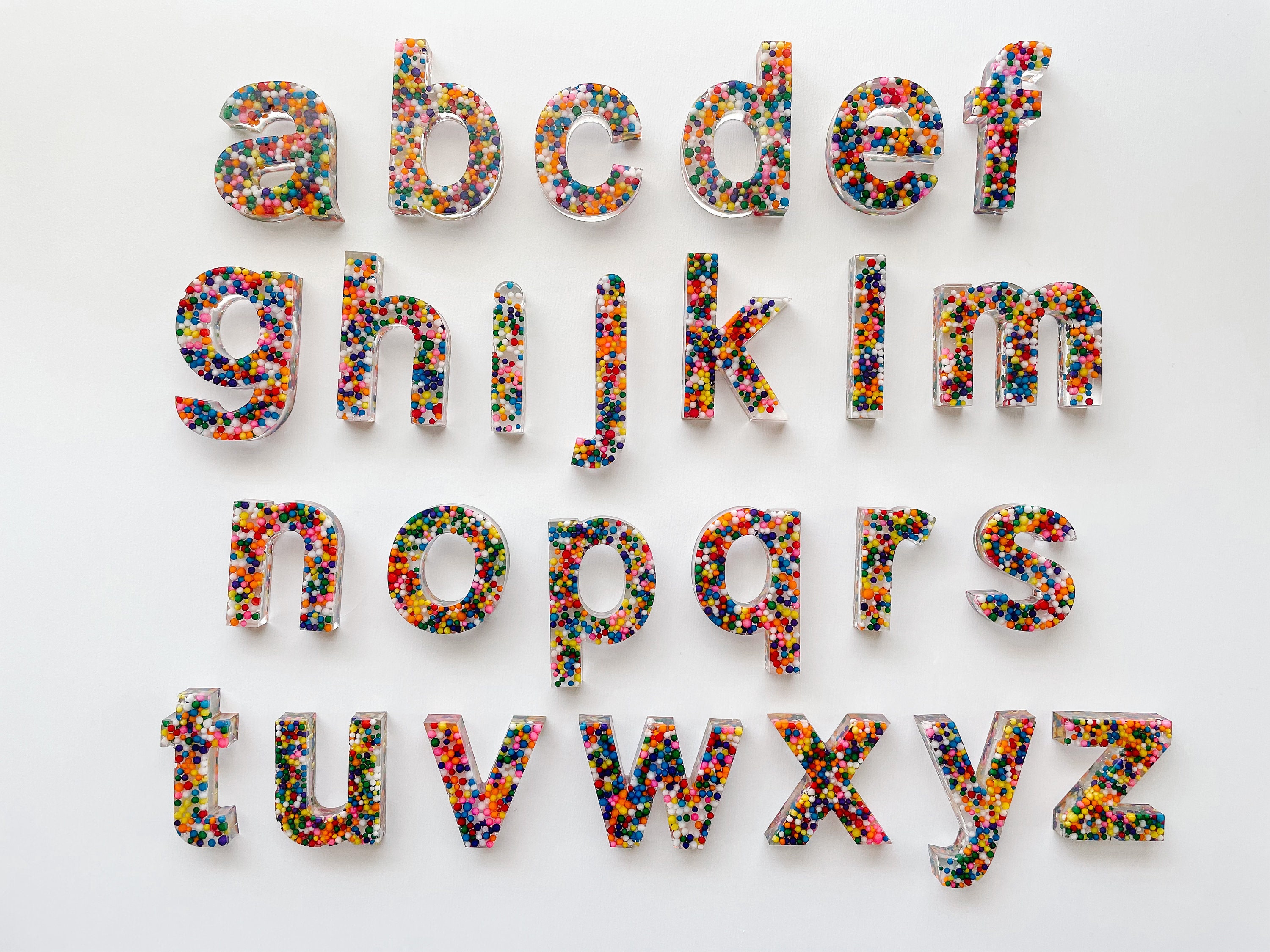 Rainbow Sprinkle Dots Resin Alphabet Letters Etsy