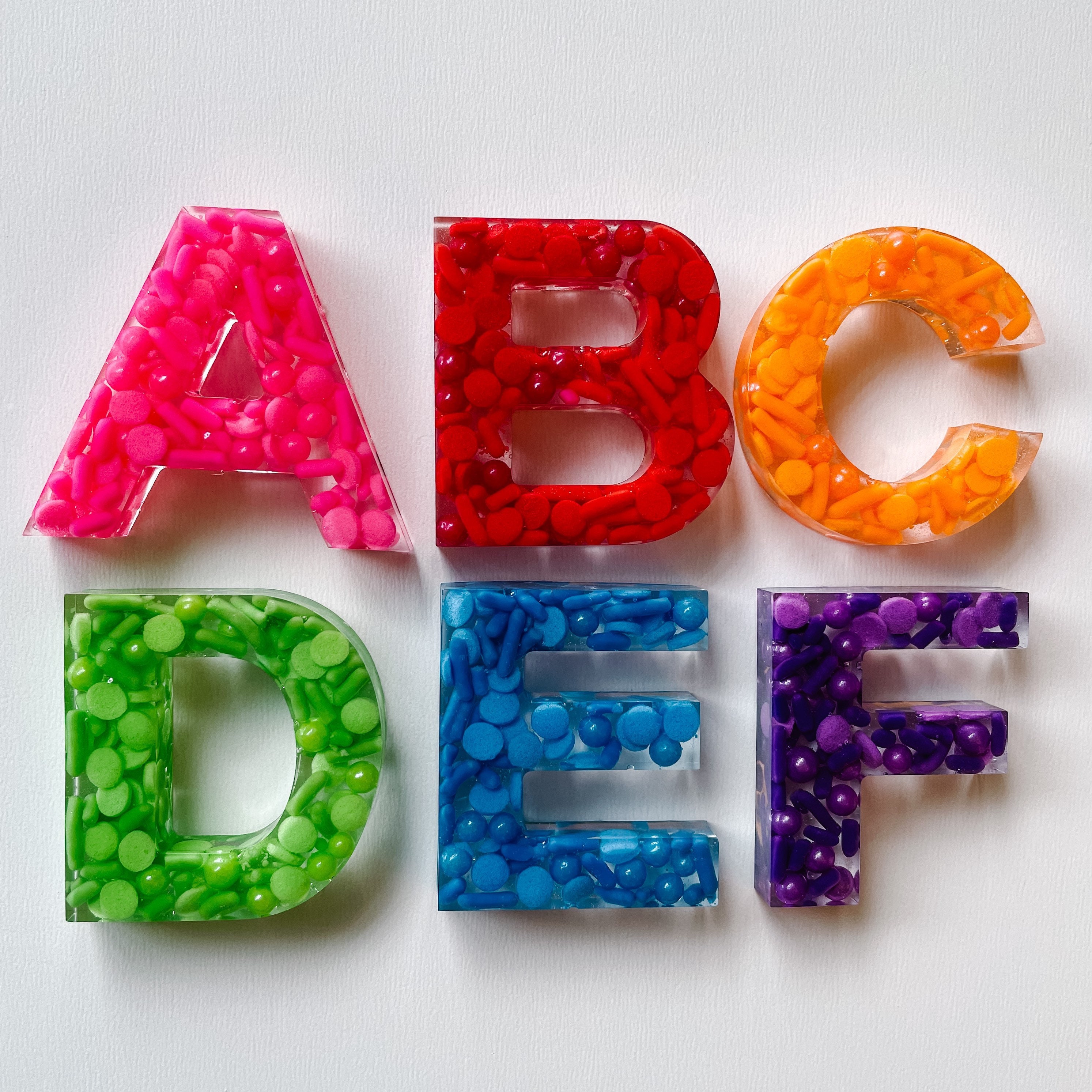 Rainbow Sprinkle Resin Alphabet Letters. Uppercase Lowercase Etsy