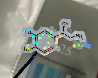 Norepinephrine Chemical Structure Sticker | Waterproof | Decal | Laptop Sticker | Water Bottle Sticker