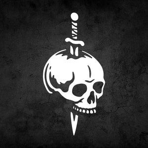 Skull And Knife Vinyl Decal Sticker, Car Decals, Motorcycle Decal, Halloween