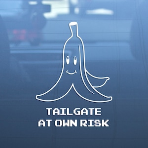 Banana Peel Tailgate Vinyl Decal Sticker: Mario Kart Gamer Gift