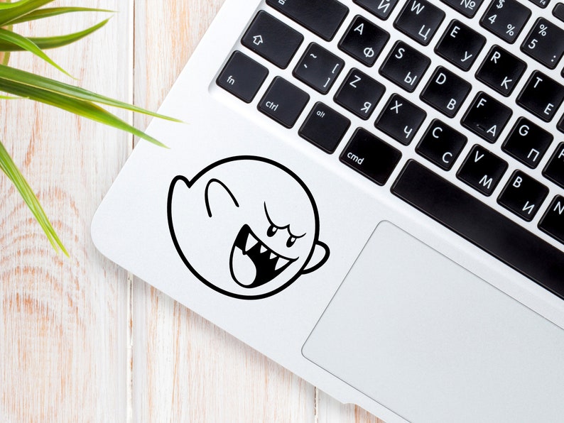 Silver laptop sitting on wood desk with plant