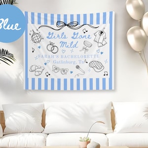 Custom girls gone mild banner,Bridal Shower Decor,girls night in backdrop,bachelorette weekend party sign,spa bachelorette tapestry