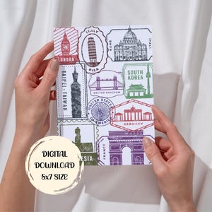 Biglietto d'auguri per viaggi e avventure, stampabile, timbro sul passaporto, download digitale, formato 5x7, biglietto d'auguri Wanderlust, regalo per esploratori del mondo, parco nazionale